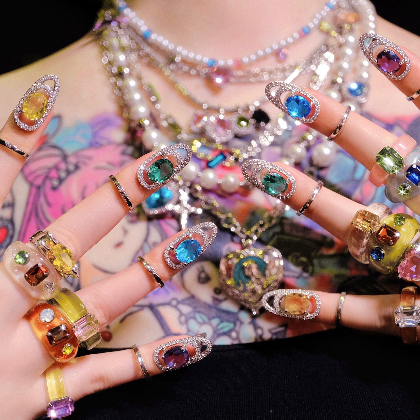 Lime Legend Rings Set - 2pcs