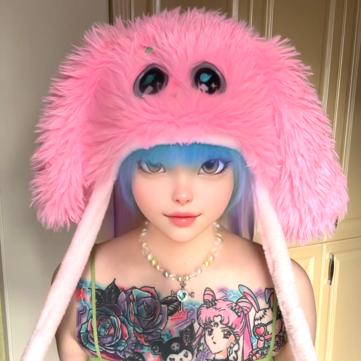 Manga Eyes Fluffy Hat