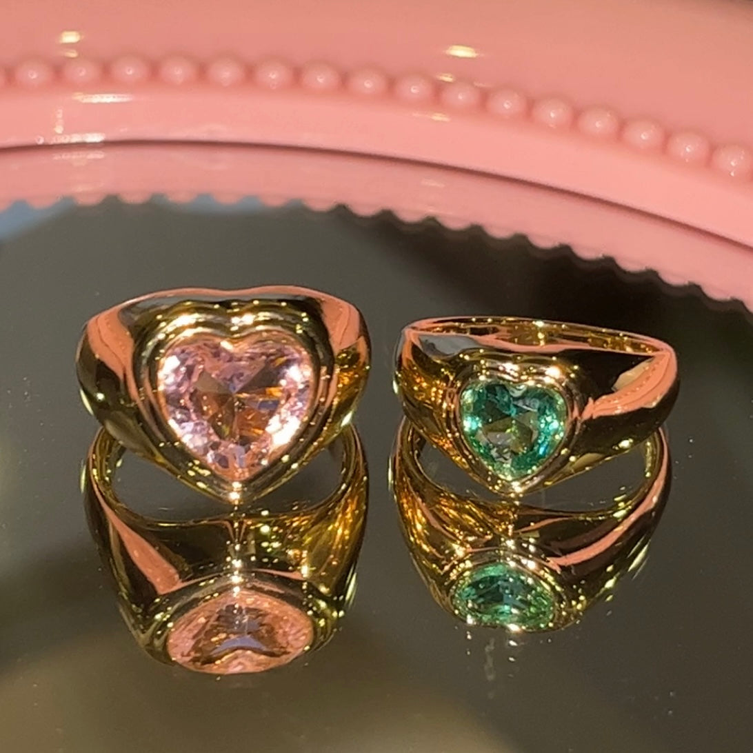 Glazed Heart Rings Set - 2pcs