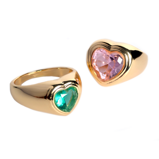 Glazed Heart Rings Set - 2pcs